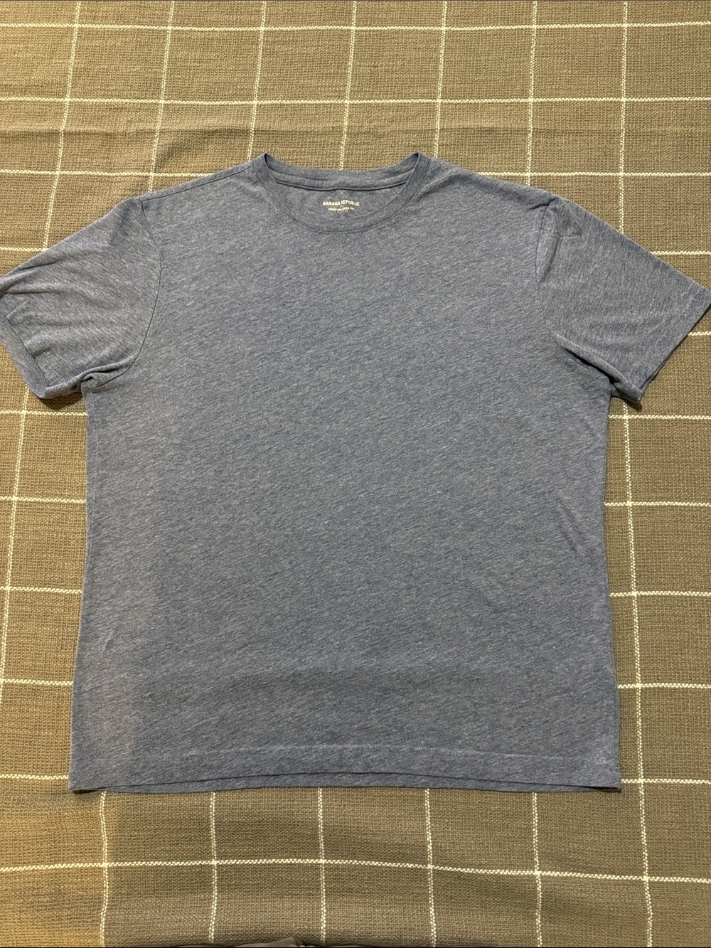 Banana Republic - Premium Wash Tee - Men's Heather Slate Blue Crew Neck Tee